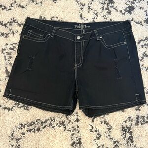 Reign black denim shorts with white stitching Size 22